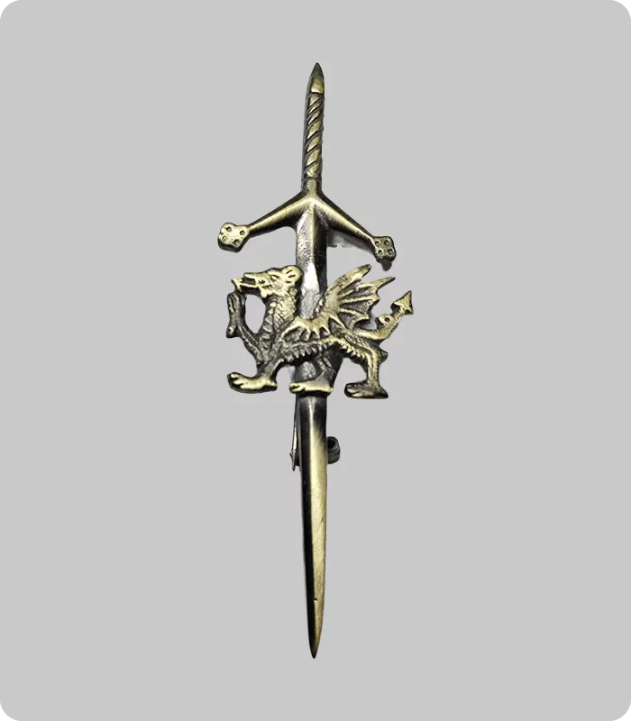 Antique Dragon Sword kilt pin