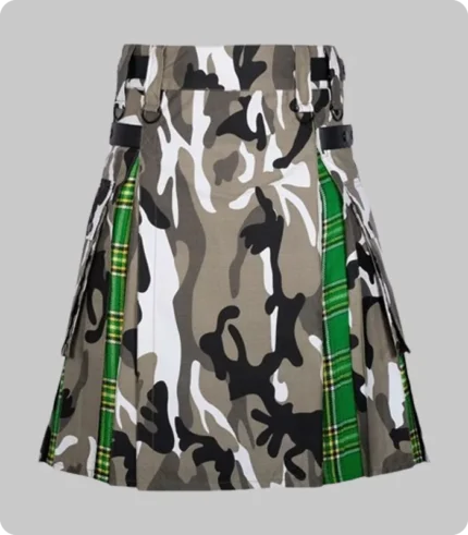 Arban Camo Irish Tartan Scottish Utility Cargo Hybrid Kilt