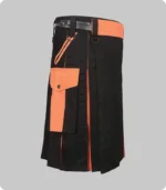 Black & Orange Utility Kilt For Men