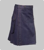 Blue Denim Kilt With Red Thread