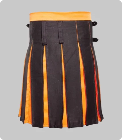 Box Pleated Modern Black And Orange Two Kilt