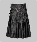 Cowhide Black Leather Gothic Kilt