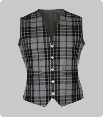 Grey hamilton tartan waistcoat