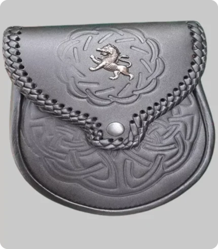 Lion Rampant Black Leather Sporran