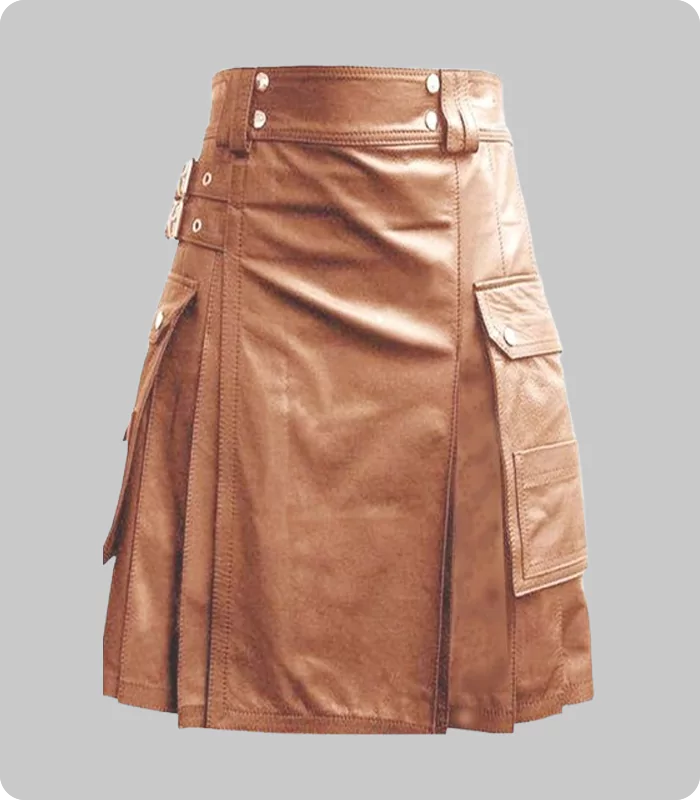 Luxurious Brown Leather Kilt