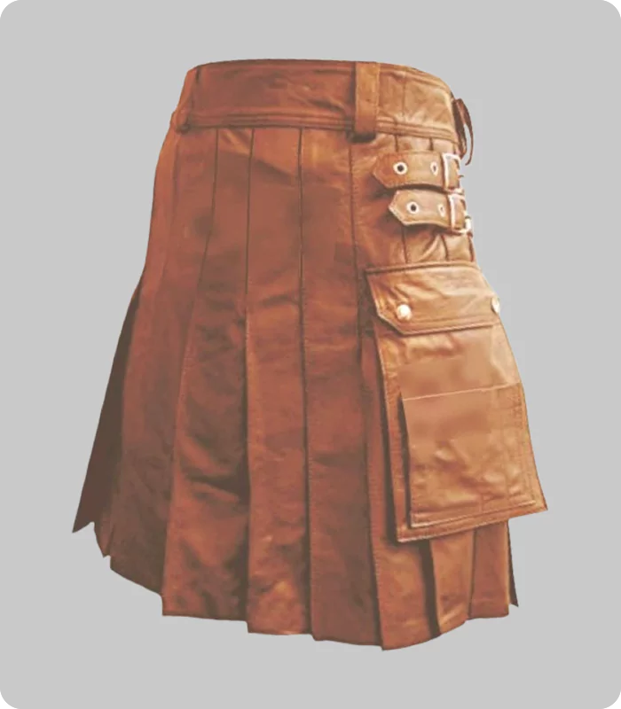 Luxurious Brown Leather Kilt