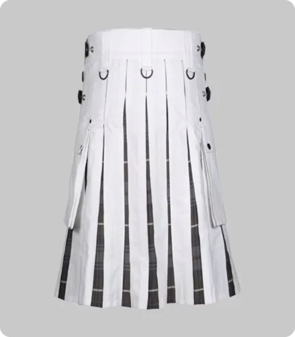 Men's White Cotton Utility Hybrid Kilt