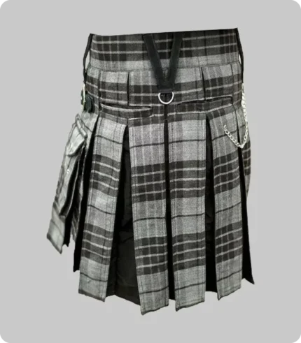 Modern Grey Box Pleated Hybrid Kilt