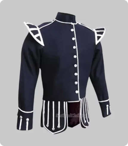 Premium Quality Hand Made Traditional Scottish Blue Military Drummer Doublet Design 6