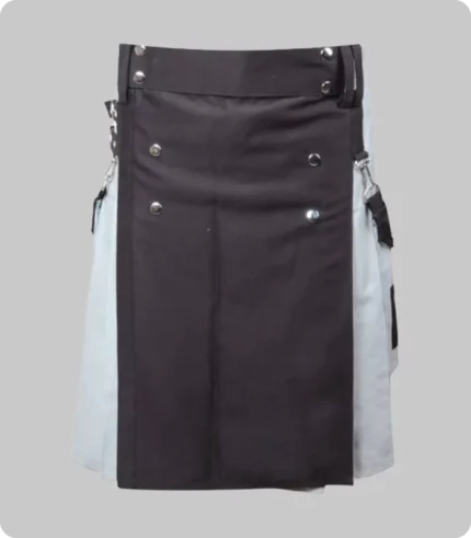 Scottish Black And Gray Cotton Kilt