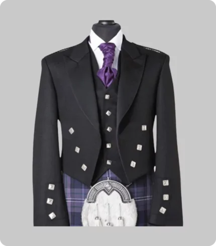 Traditional Scottish Prince Charlie Jacket with Five Button Vest