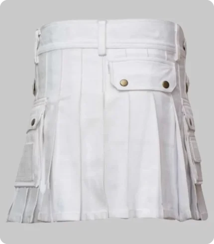 ladies utility kilt white cotton 4 straps brass metal parts