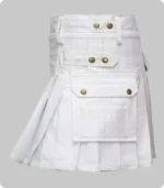 ladies utility kilt white cotton 4 straps brass metal parts